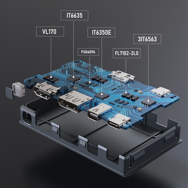 كابل تايم محول HDMI رباعي في واحد بدقة 4K@60Hz - محول تلقائي من USB-C / HDMI / DP / MINI DP إلى HDMI - Image 1